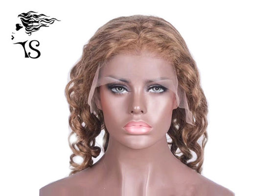 China Fashion Blonde Full Lace Curly Human Hair Wigs Brazilian / Malaysian / Peruvian Hair supplier