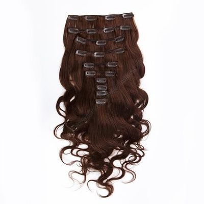 China Brown Clip in Human Hair Extensions Indian Virgin Remy Hair for Black Women Body Wave supplier