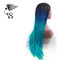 Blue Ombre Syntheticlace Front Box Braids , Colored Long African Braided Hair Wig supplier